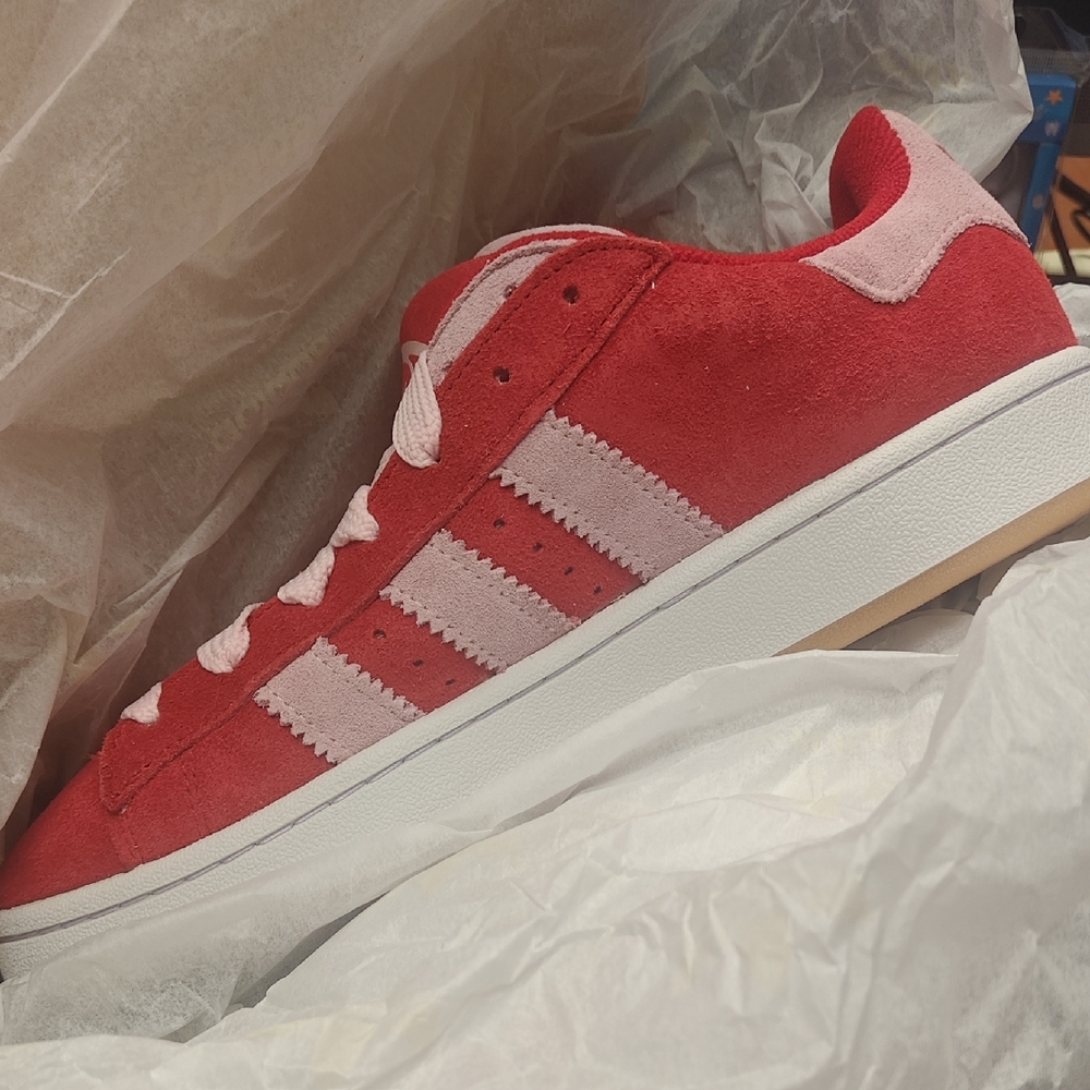 Adidas Women's Red and Pink Suede Sneakers